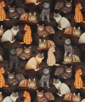 Felicity, katte på sort m. mønster - Patchwork - Quilting Treasures