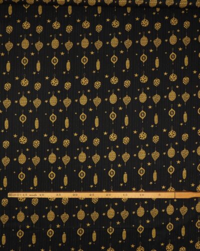Julepynt i guld på sort bund - Bomuld 7 Julepynt i guld på sort bund - Bomuld
