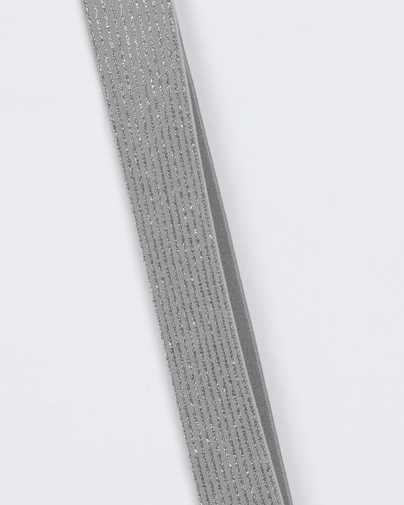 Grå m. sølv foldeelastik - 60 mm -
