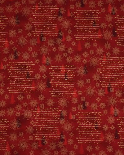 Star Sprinkle, rød med stjerner og tekst - Patchwork