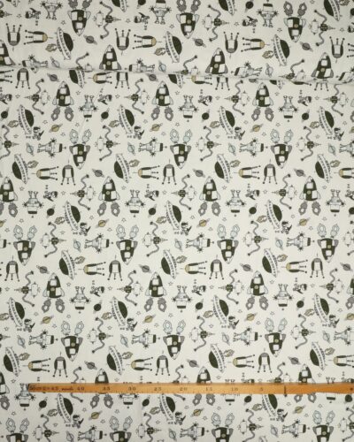 Robotter og ufo´er på hvid bund - Jersey 7 Robotter og ufo´er på hvid bund - Jersey