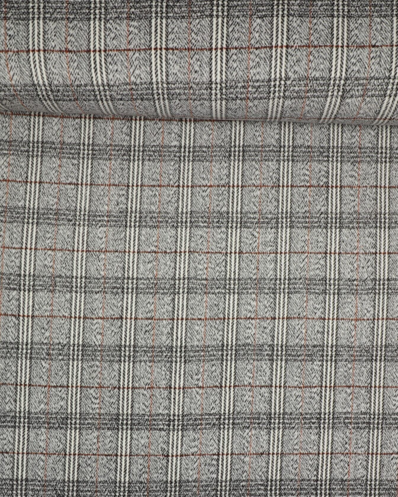 Tern, sort/lysegrå/rust/hvid - Viskose/polyester | Stofmøllen