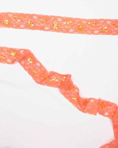 Elastisk blonde, orange med gule palietter - 40 mm