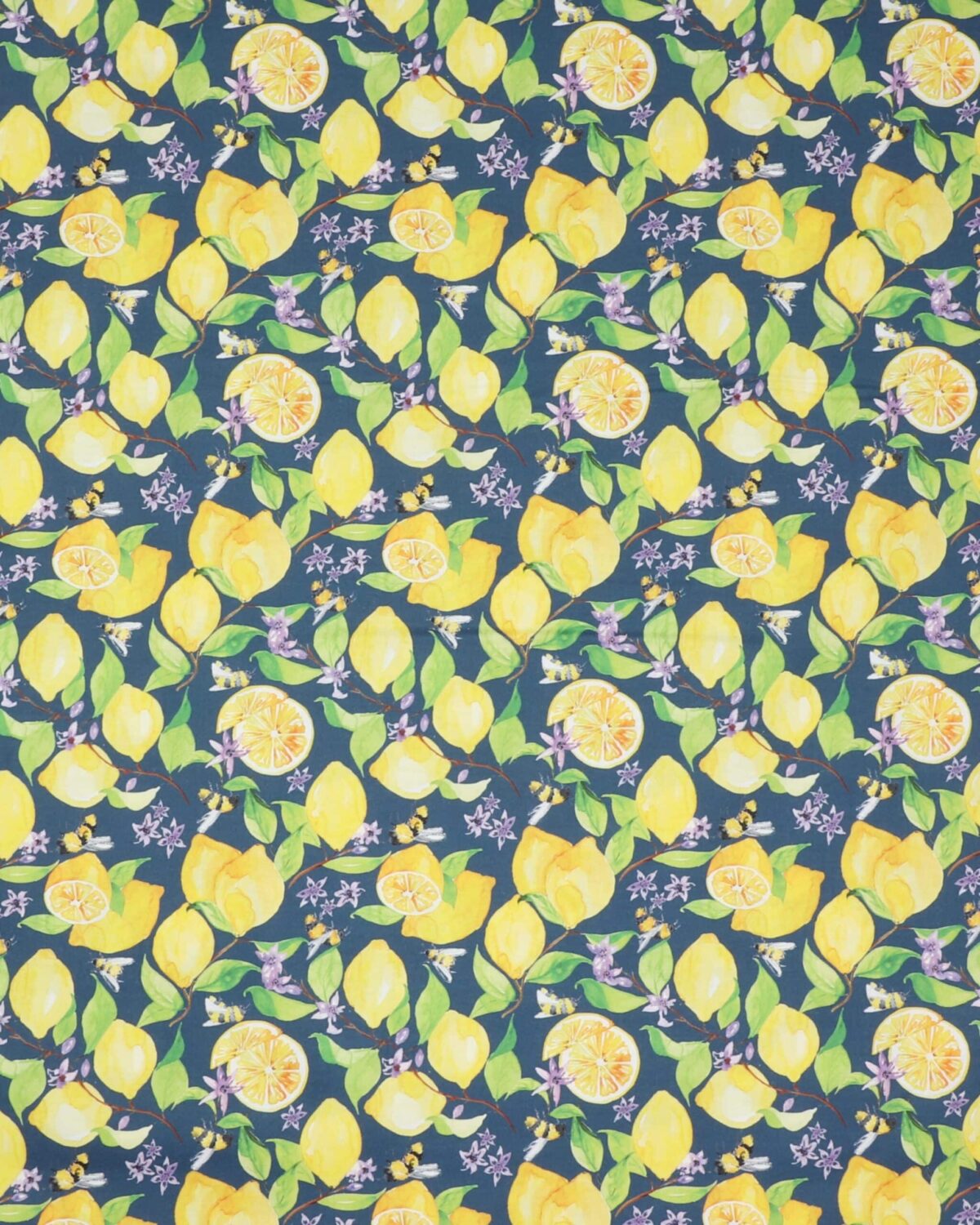 Citroner og bier på blå bund - Patchwork - Billede 2