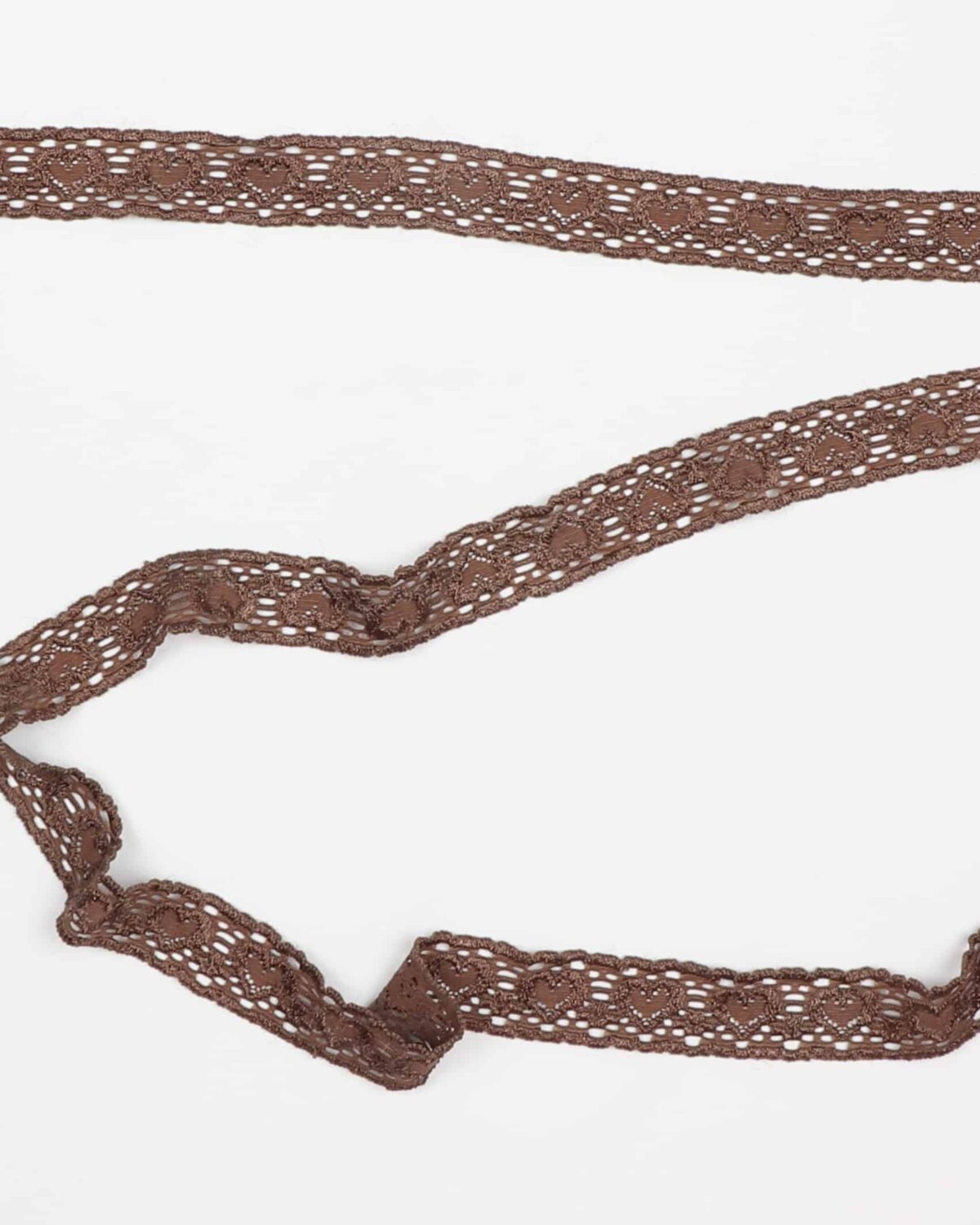 Elastisk blonde, nougatbrun m. hjerte - 20 mm