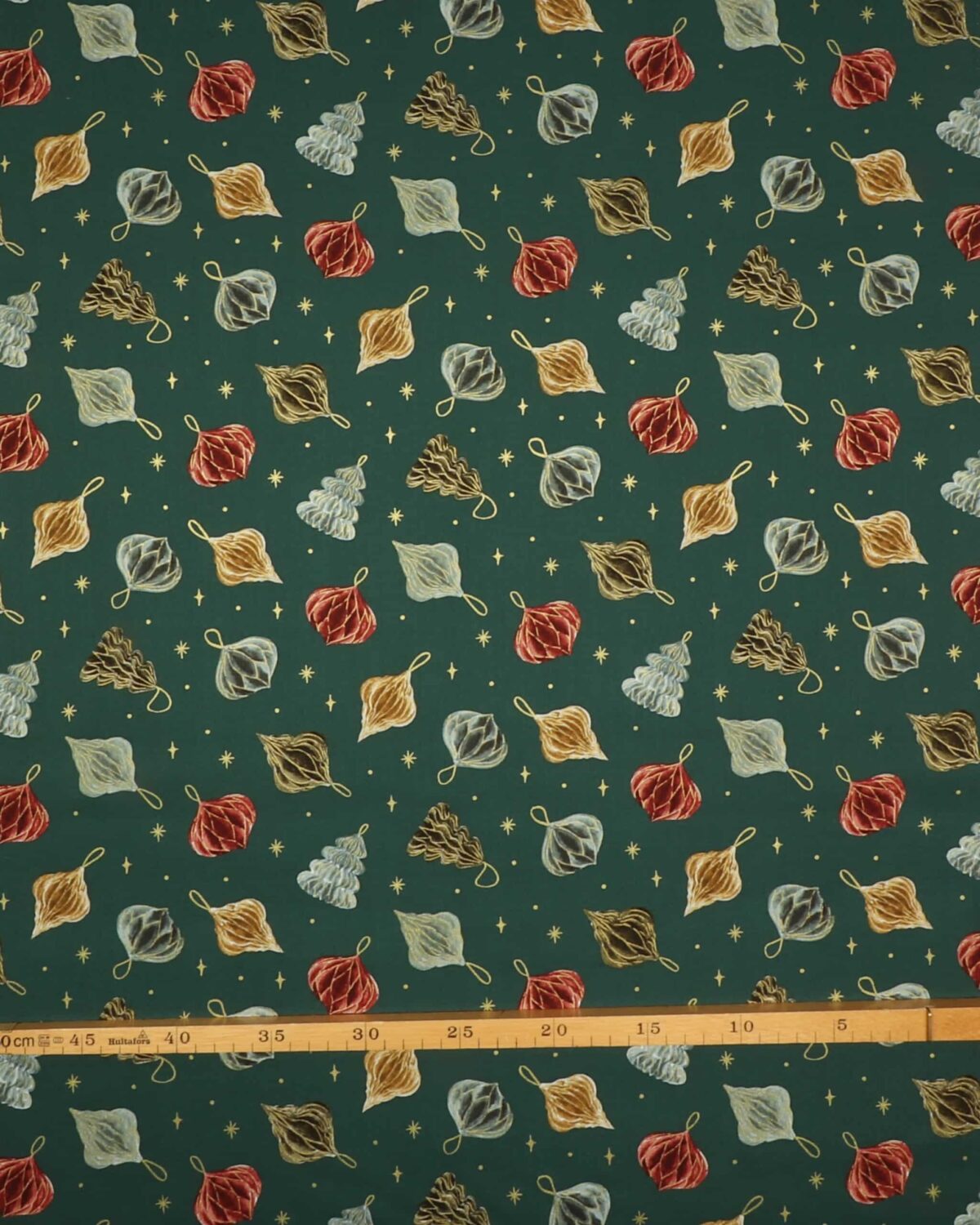 Noel, juleornamenter på mørk grøn - Patchwork - Image 3