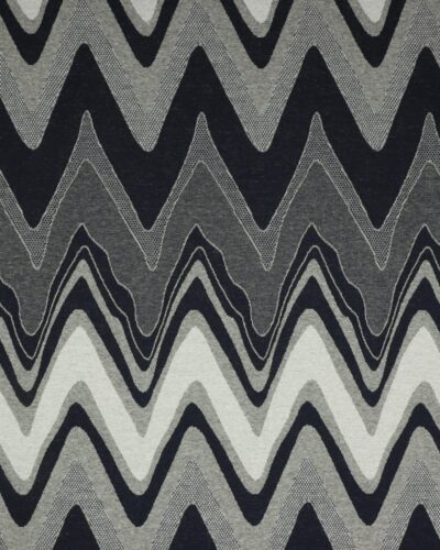 Bølget mønster i grå og blå farver - Jaquard jersey