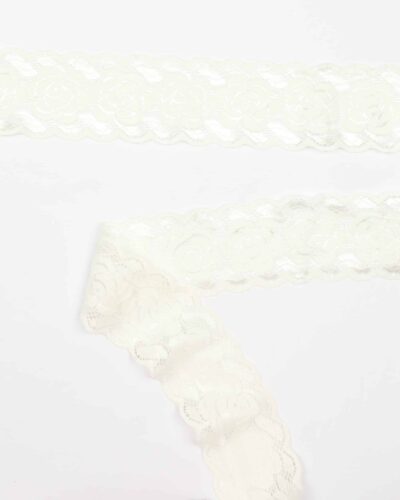 Elastisk blonde m. silikone, offwhite - 68 mm