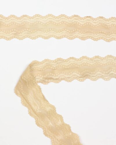Elastisk blonde m. silikone, lys beige - 60 mm