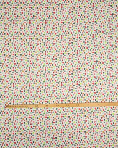 Små julekugler på hvid bund - Bomuld