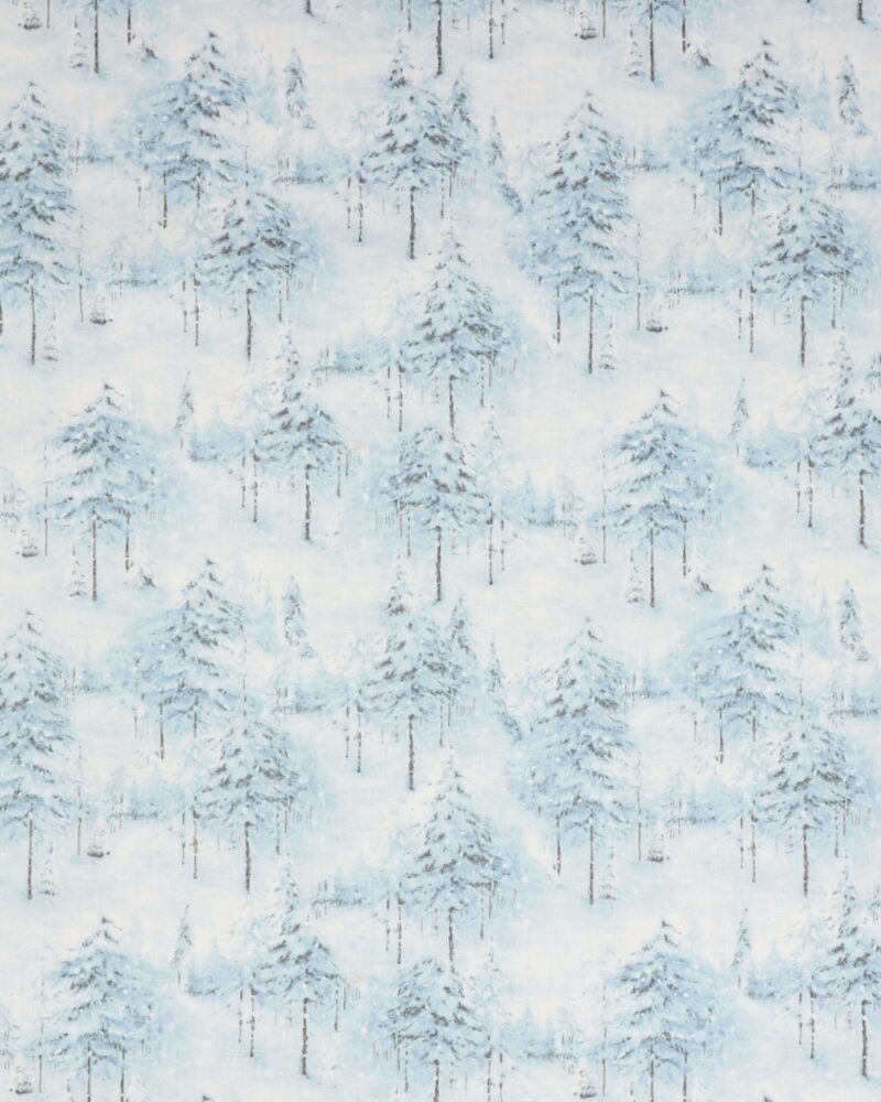 Woodland frost, grantræer/blå - Patchwork - Wilmington prints