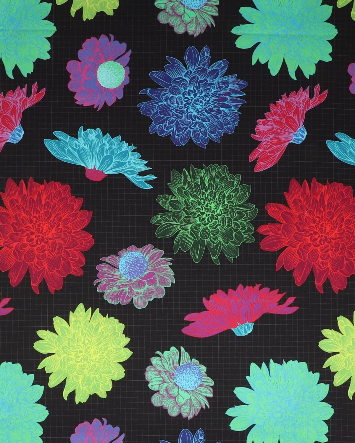 Radiate Life, blomster på sort bund - Patchwork