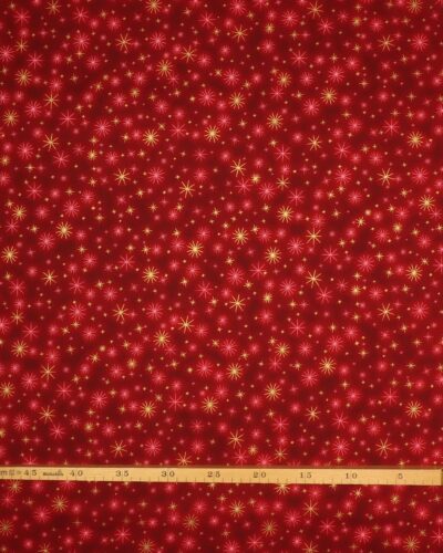 Stjerner på meleret rød bund - Patchwork