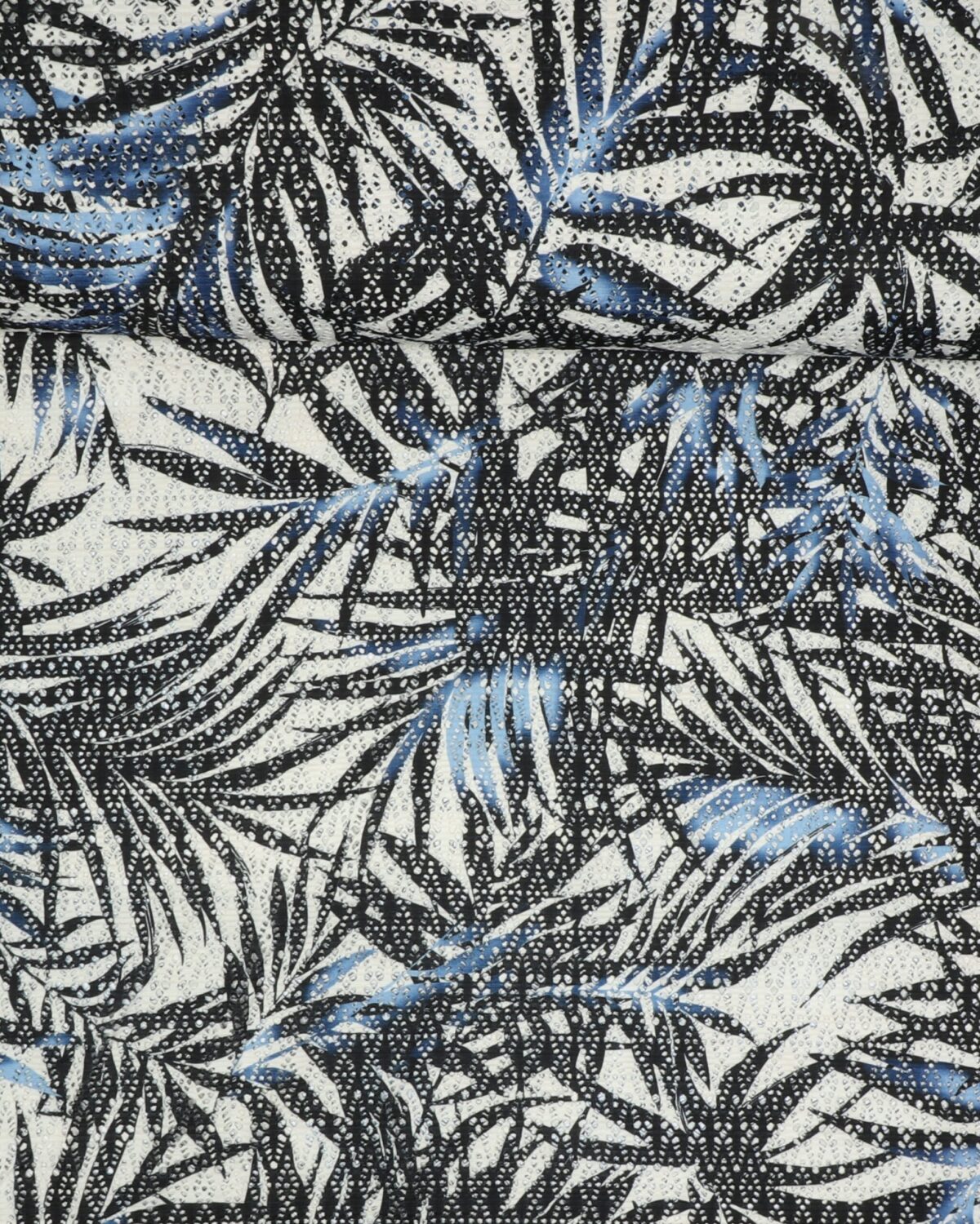 Blå blade og hulmønster - Polyester