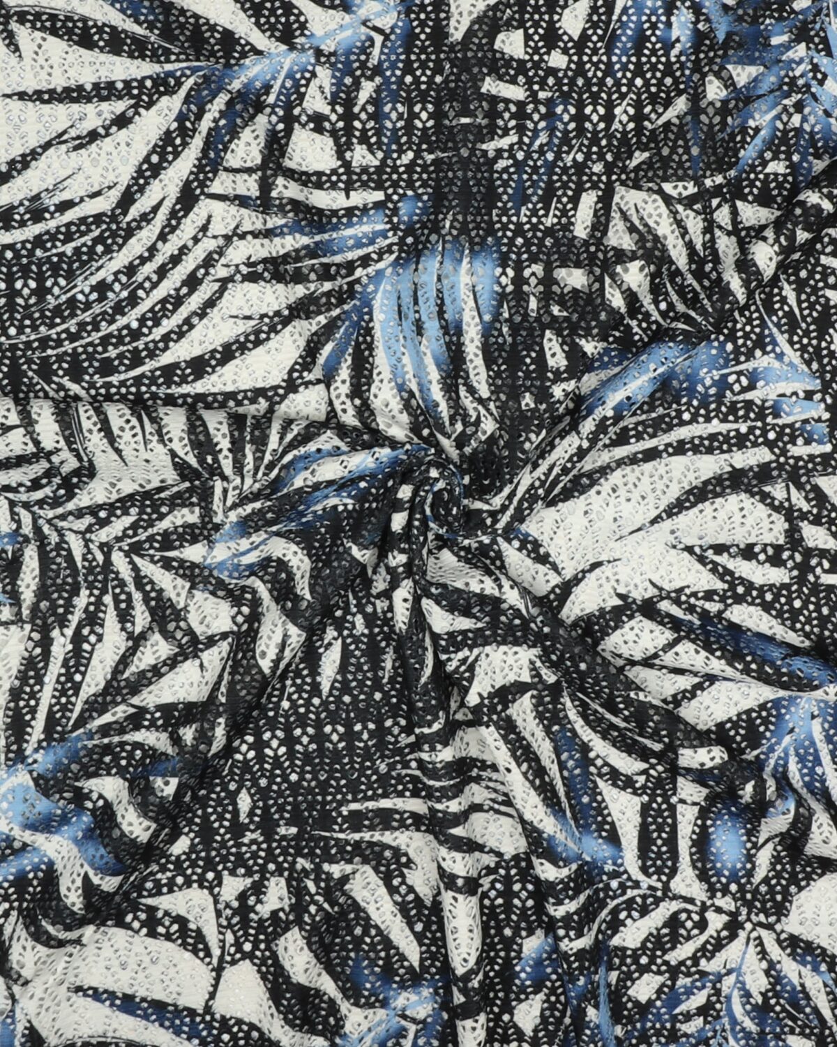 Blå blade og hulmønster - Polyester - Billede 2