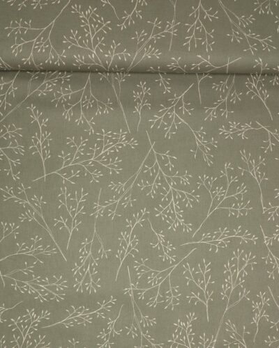 Grå med hvide grene  - Boligtekstil