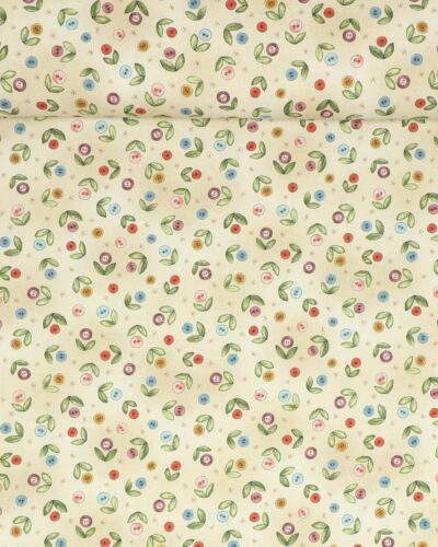 Button Buds, små knapblomster på gul bund - Patchwork