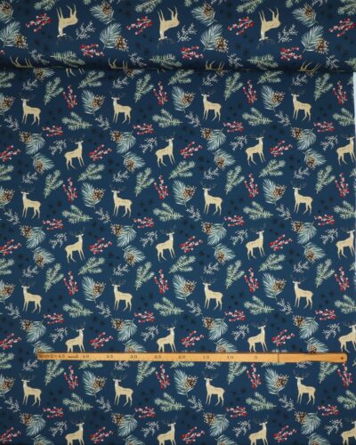 Julemotiver på blå bund - French Terry