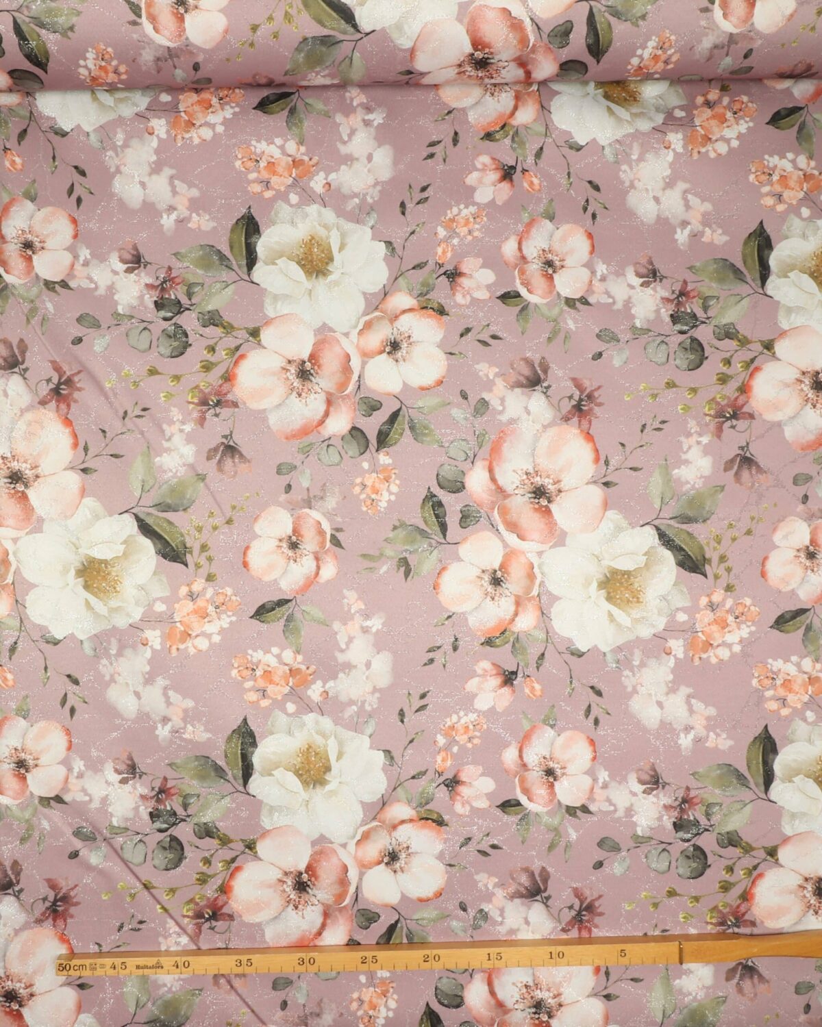 Blomster på rosa bund med lidt sølv - Boligtekstil - Image 3