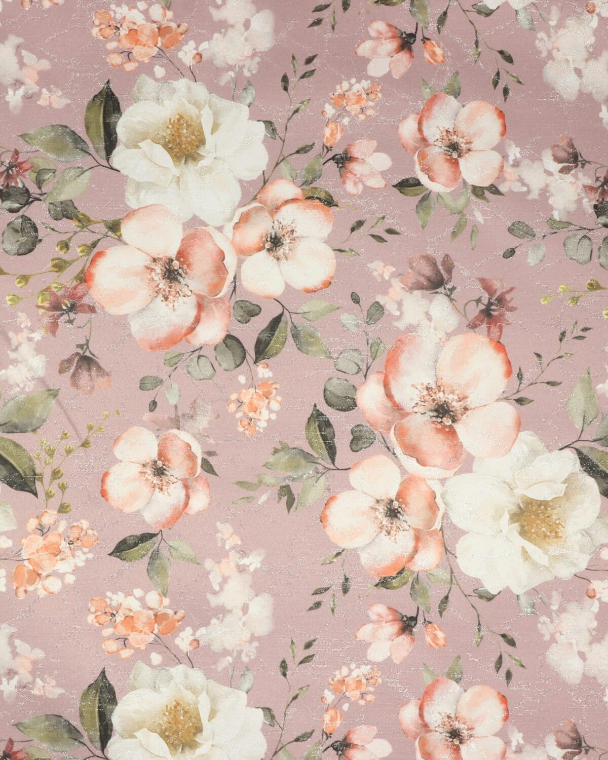 Blomster på rosa bund med lidt sølv - Boligtekstil - Image 2