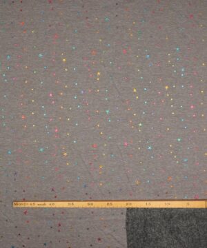 Meleret lys grå med folietrykte stjerner - Isoli (alpefleece) - Ukendt