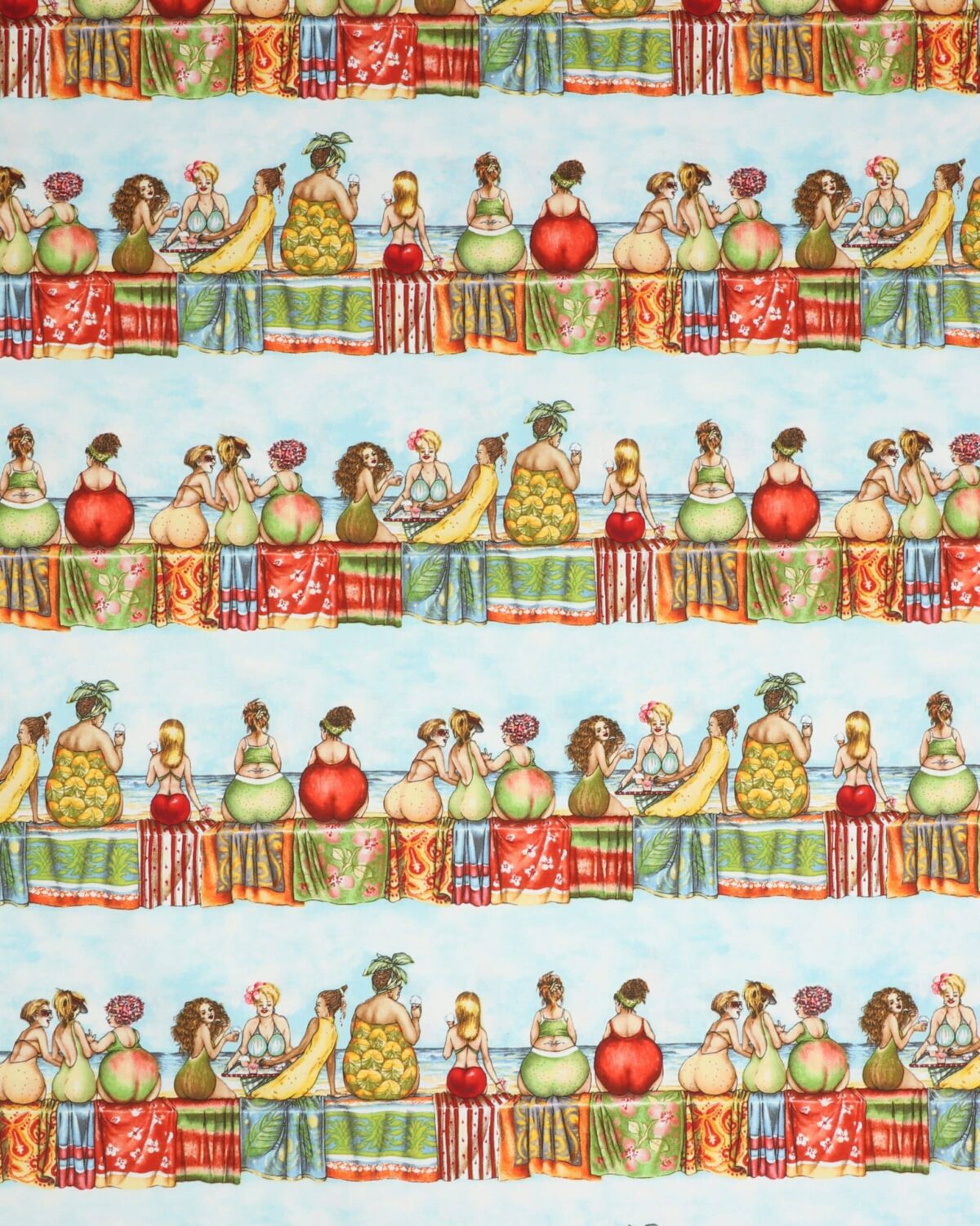 Fruit ladies sidder på række - Patchwork