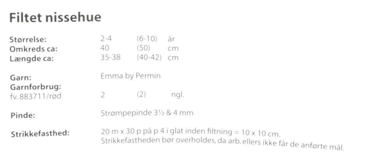 Filtet nissehue, 2-10 år - Permin - Billede 2