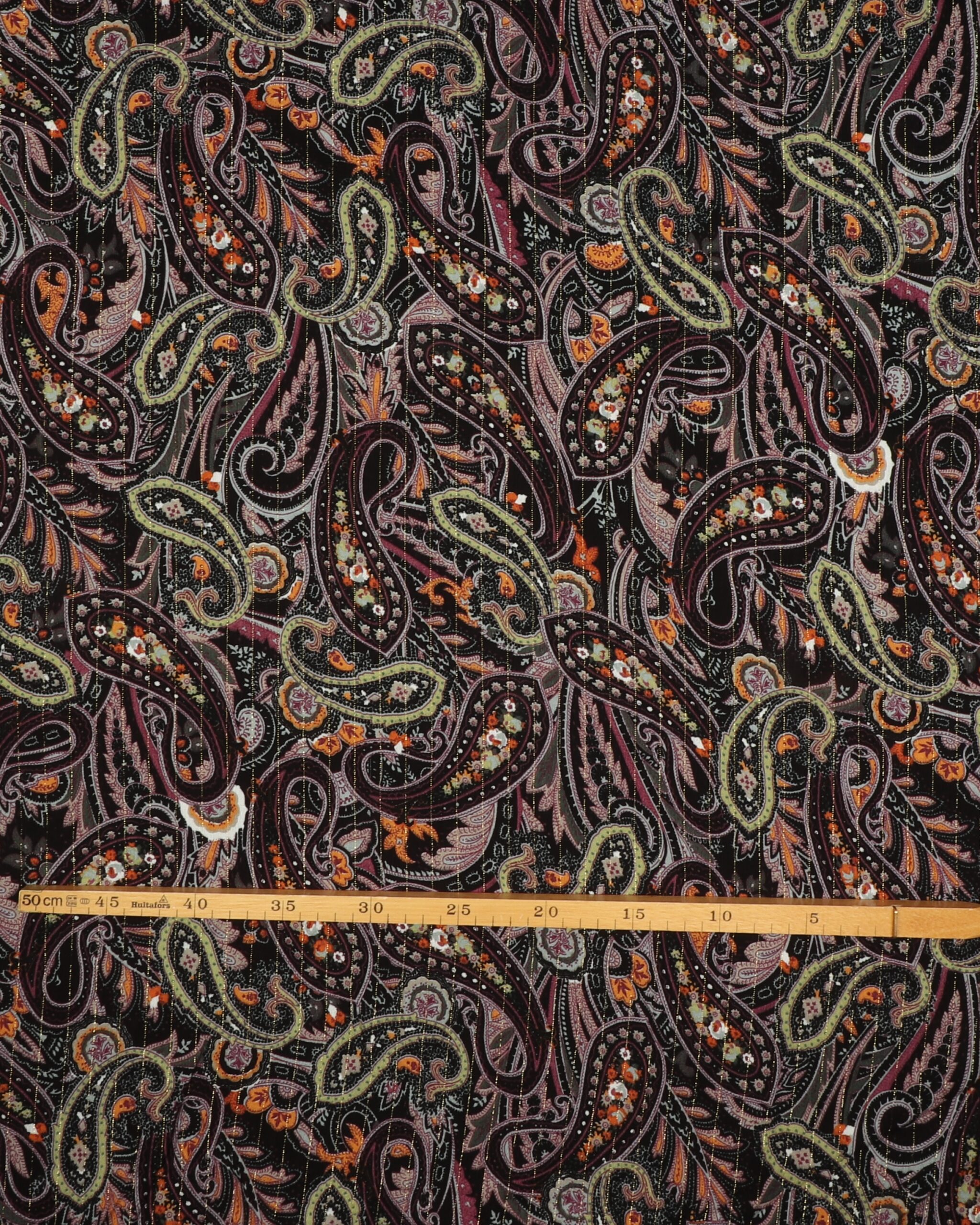 Sjalsmønster sort/lilla m. guldtråd - Viskose 5 Sjalsmønster sort/lilla m. guldtråd - Viskose - Billede 3