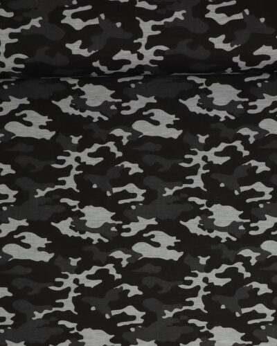 Camouflage, mørkegrå/lysegrå/sort - Uld/polyester jersey