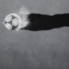 Fodbold på en grå meleret bund - French Terry rapport - Ukendt