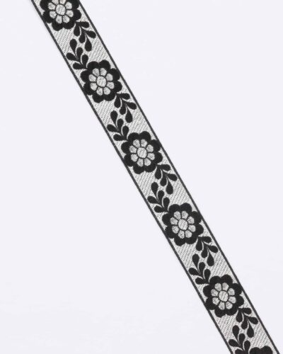 Sølv m. sorte blomster - 23 mm