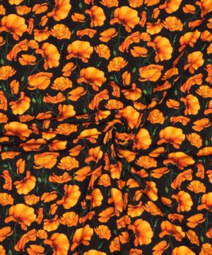Orange valmuer på sort - Jersey - Info mangler