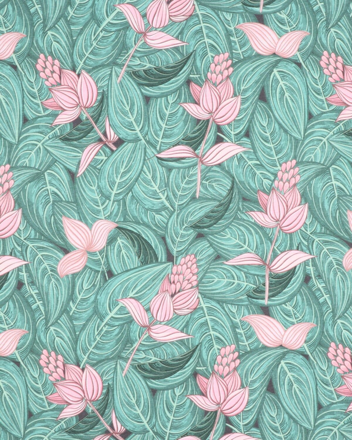 Rosa blomster, grønne blade - Jersey - Image 3