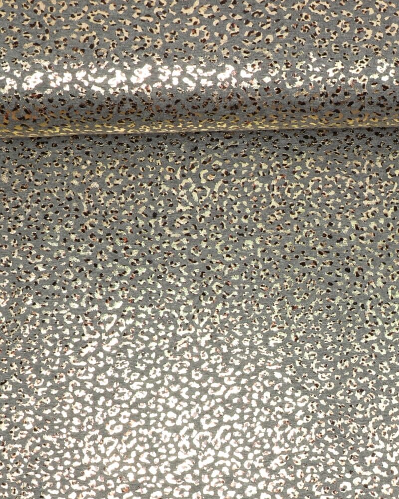 Guld panter folietryk på grå bund - Isoli (alpefleece) - Ukendt