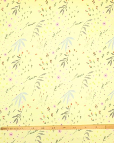 Hjerter, blomster og blade - French Terry