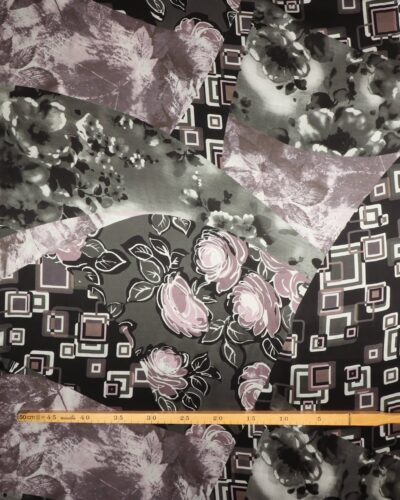 Grå/sort/lavendel mønster - Blød satin