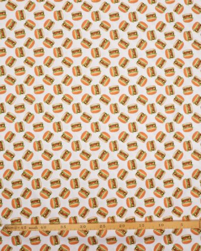 Burger på hvid bund - Bomuld