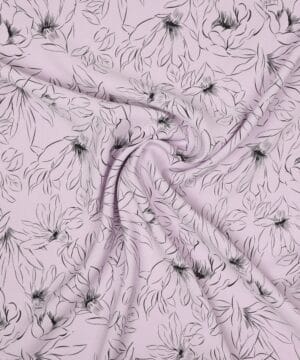 Sart lilla med tegnet blomst - Sandvasket viskose/polyester - Ukendt