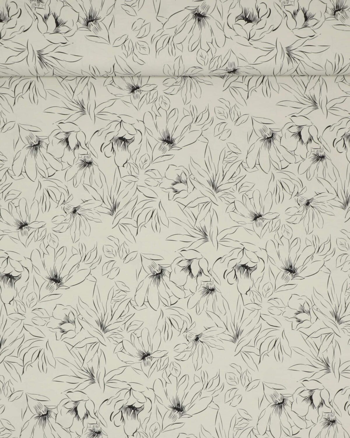 Natur med tegnet blomst - Sandvasket viskose/polyester