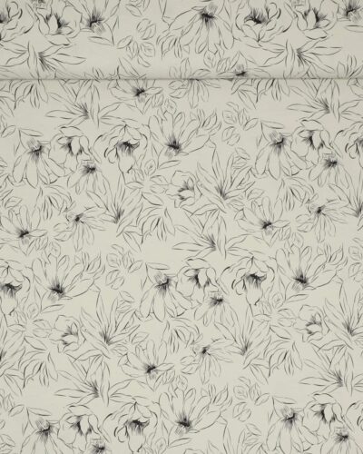 Natur med tegnet blomst - Sandvasket viskose/polyester