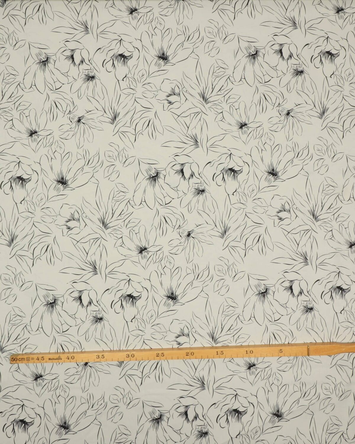 Natur med tegnet blomst - Sandvasket viskose/polyester - Billede 3