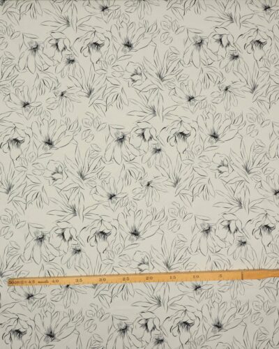 Natur med tegnet blomst - Sandvasket viskose/polyester