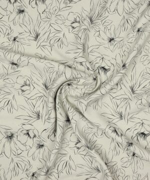 Natur med tegnet blomst - Sandvasket viskose/polyester - Ukendt