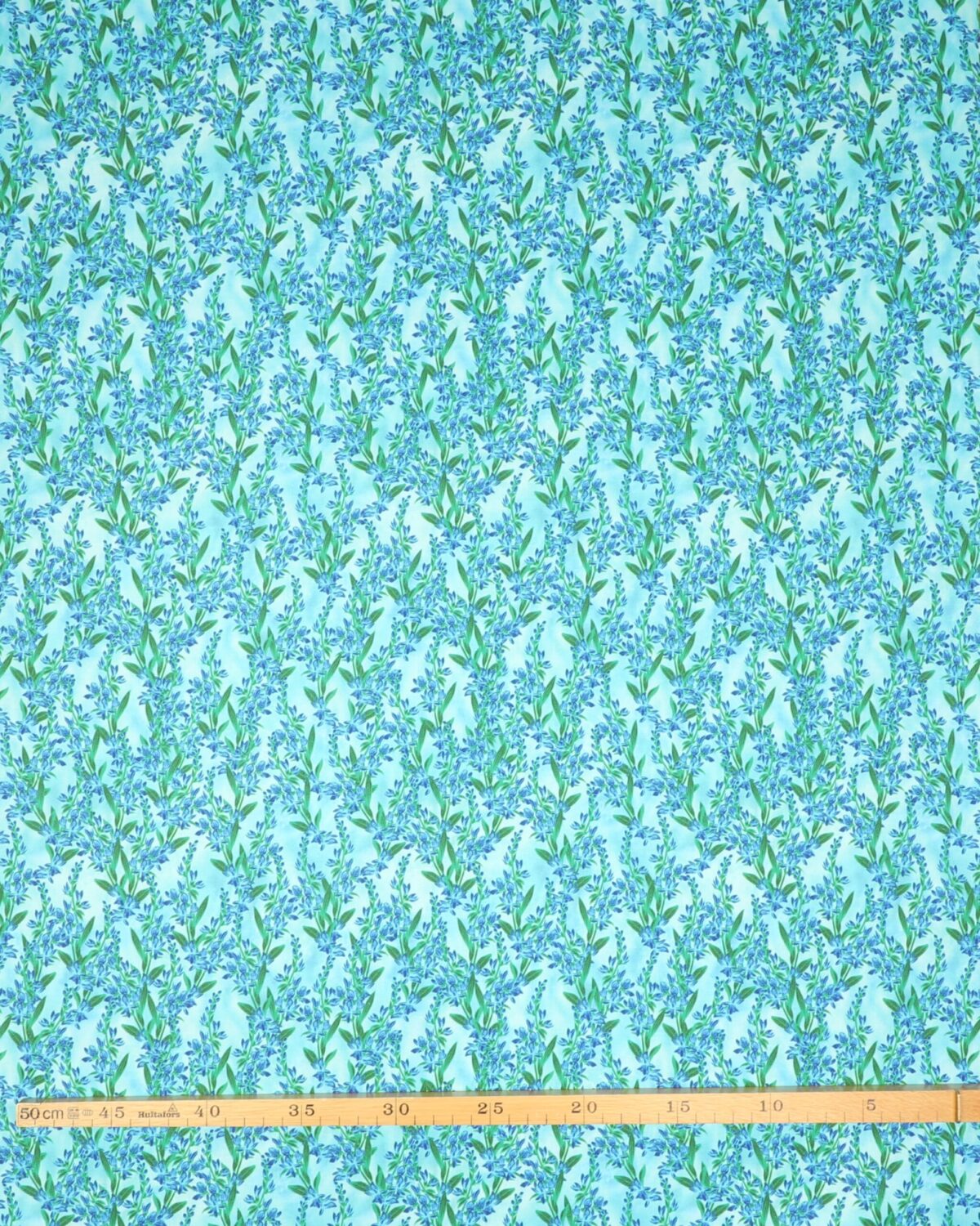 Blå blomster på bund af turkise farver - Patchwork - Billede 3