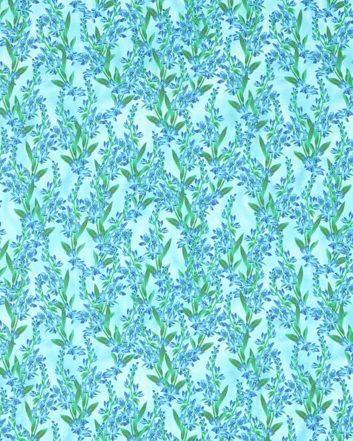 Blå blomster på bund af turkise farver - Patchwork - Billede 2