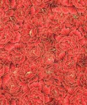 Røde blomster m. guldkant - Patchwork - Timeless Treasures Fabrics of SoHo