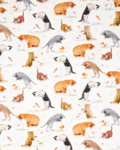 Katte kigger på guldfisk - Patchwork
