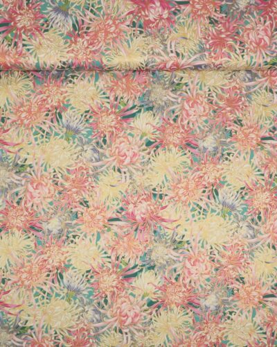 Aurelia, blomster m. guldkant på grøn bund - Patchwork