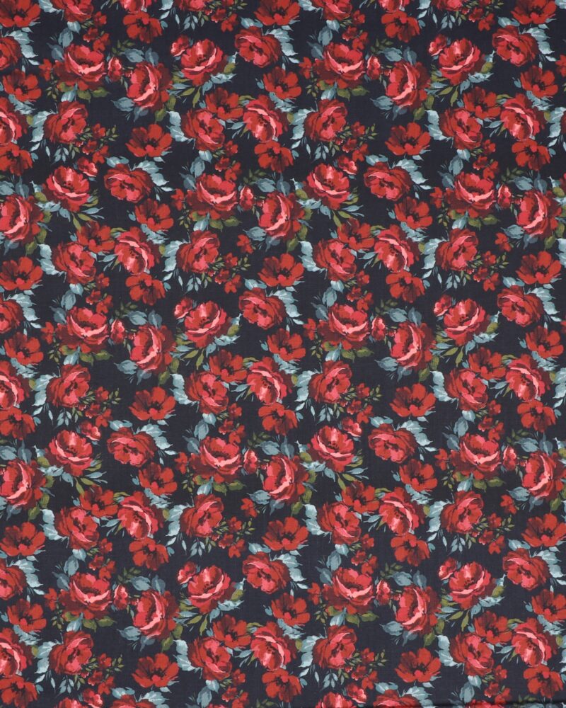Maison des roses, blomster på mørkeblå - Patchwork - RJR Fabrics
