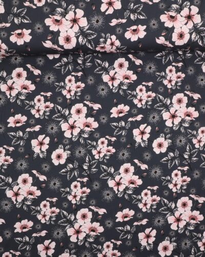 Blomster på mørkegrå bund - Jersey